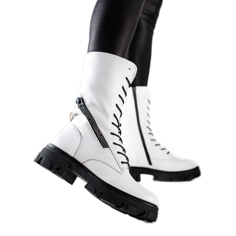 Botas con cremallera decorativa de Sergio Leone blanco Botas con cremallera decorativa de Sergio Leone blanco