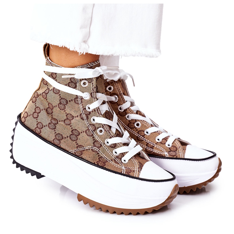 FJ1 Zapatillas registradas en la plataforma Electric Love Brown blanco marrón