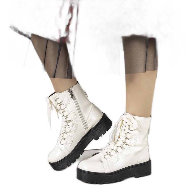 Botas blancas sobre suela alta Orane blanco crudo Botas blancas sobre suela alta Orane blanco crudo