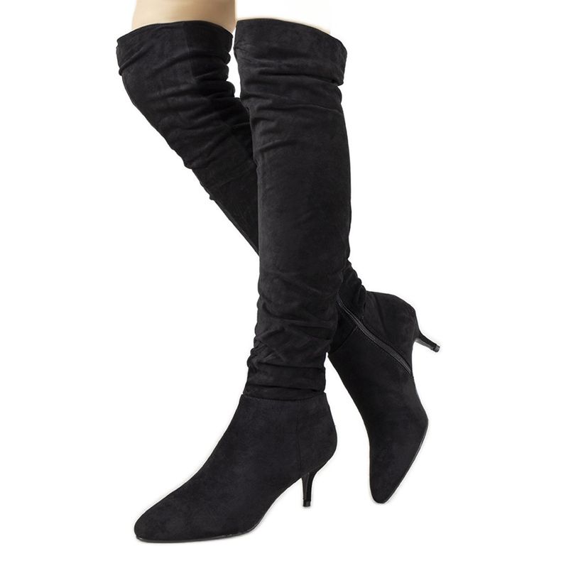 Botas negras hasta el muslo de Delia negro Botas negras hasta el muslo de Delia negro