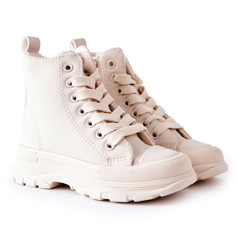 FR1 Zapatillas Cálidas Infantiles Piel Beige Claro Bomi