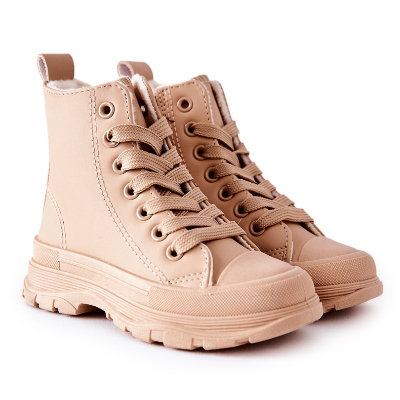 FR1 Zapatillas Cálidas Infantiles Piel Beige Bomi