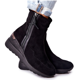 PE1 Botas con cuña de ante negras Athelaine negro