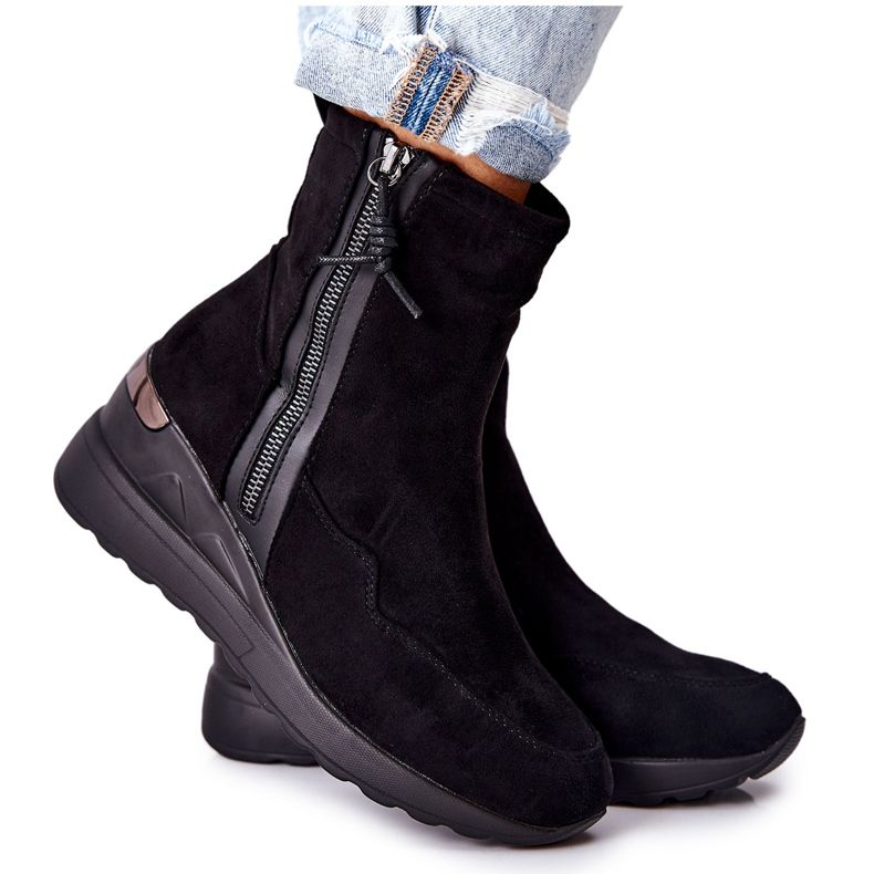 PE1 Botas con cuña de ante negras Athelaine negro PE1 Botas con cuña de ante negras Athelaine negro