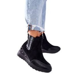 PE1 Botas de cuña de ante negro Manakel