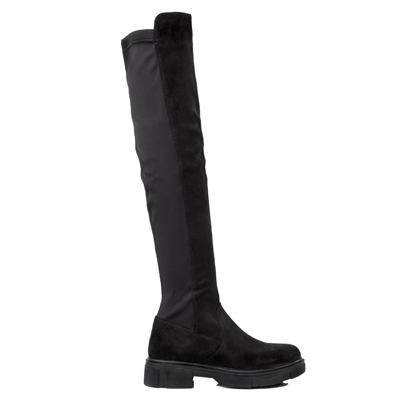 TRENDI Botas de muslo en la plataforma negro