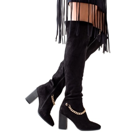 Goodin Botas altas de ante con cadena negro Goodin Botas altas de ante con cadena negro