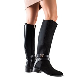 Yes Mile Botas altas con estilo negro