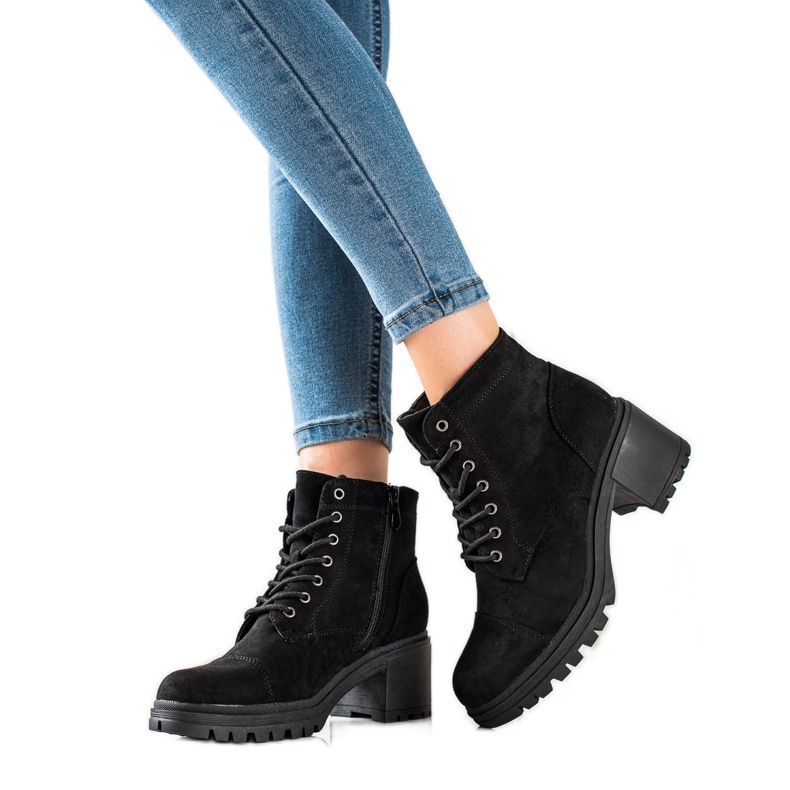 TRENDI Botas cómodas con cordones negro TRENDI Botas cómodas con cordones negro