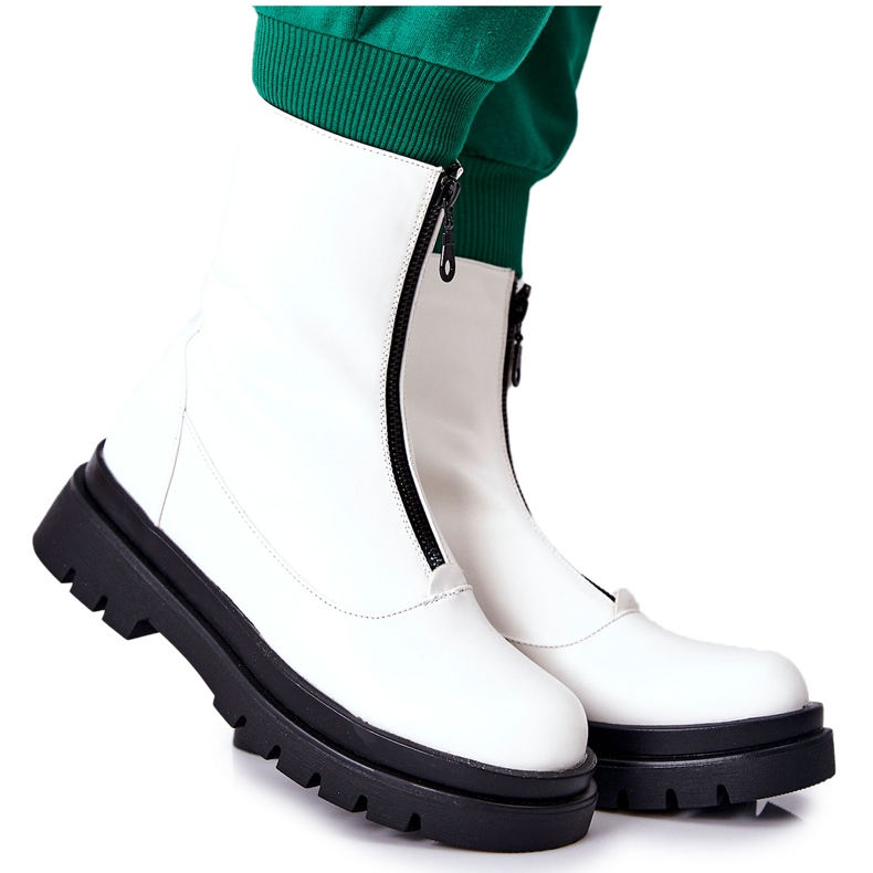 PE1 Botas de Mujer con Cremallera Blanca Tierra blanco