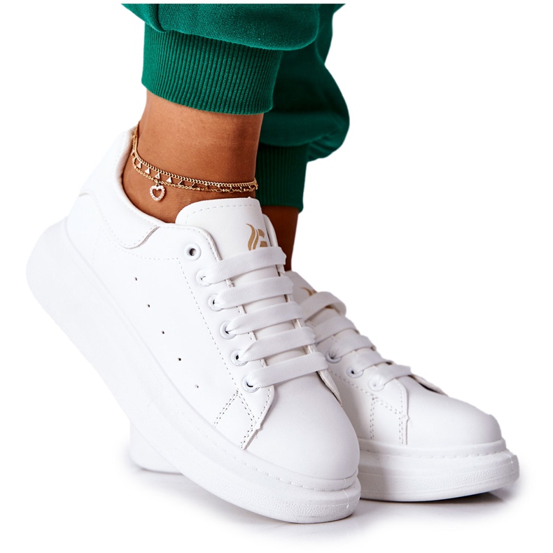 Zapatos deportivos de cuero en una plataforma Lemmy blanca blanco