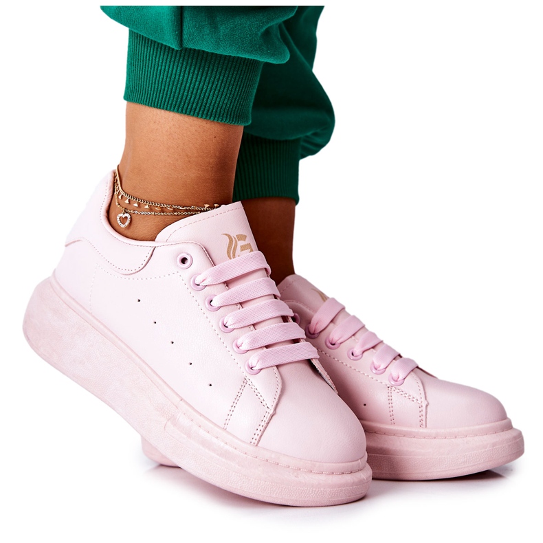 Zapatos deportivos de cuero en la plataforma Pink Lemmy rosado