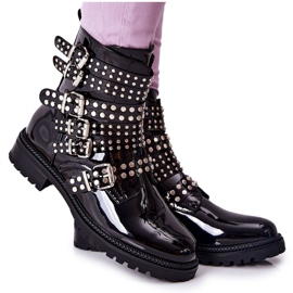 Botas Jodhpur lacadas con rayas Black Marchelli negro