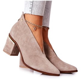 Botas De Piel De Tacón Alto Laura Messi Beige 2344