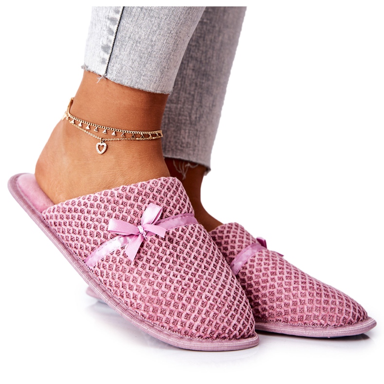 PE1 Pantuflas De Mujer Con Lazo Rosa Evira rosado