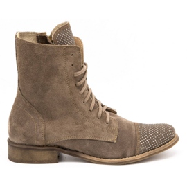 Exquisite Botas de mujer de piel con lentejuelas 1259EX beige