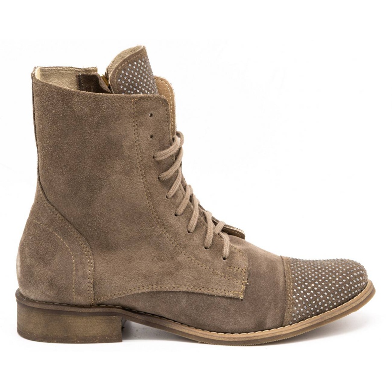 Exquisite Botas de mujer de piel con lentejuelas 1259EX beige