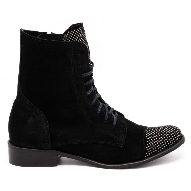 Exquisite Botas de mujer de piel con lentejuelas 1259EX negro