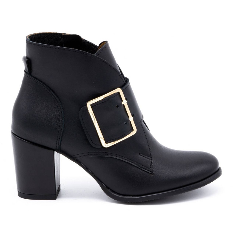 Exquisite Botines de piel para mujer con hebilla de tacón alto 1262EX negro