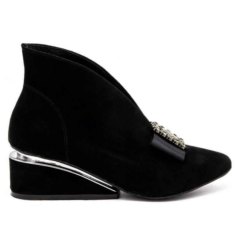 Exquisite Botas de piel de mujer en la plataforma 1278EX negro