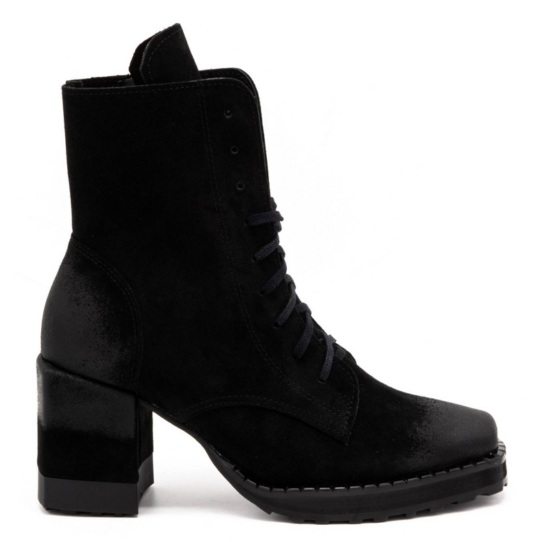 Exquisite Botas de mujer de piel con tacones altos 1287EX negro