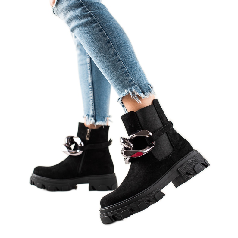 Botas de gamuza en la plataforma S. Barski negro Botas de gamuza en la plataforma S. Barski negro