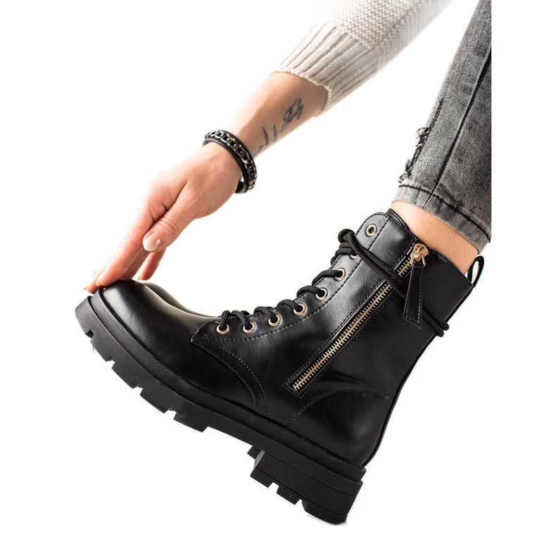 Sixth Sense Botas negras Traper con cuero ecológico negro Sixth Sense Botas negras Traper con cuero ecológico negro