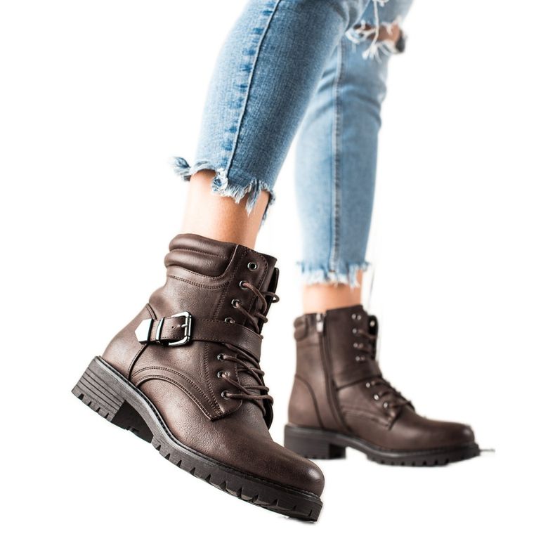 Anesia Paris Trabajadores marrones con una hebilla marrón Anesia Paris Trabajadores marrones con una hebilla marrón