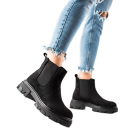 TRENDI Botines Chelsea de ante en la plataforma negro TRENDI Botines Chelsea de ante en la plataforma negro