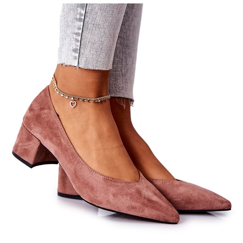 PG1 Zapatos De Tacón De Ante En Un Pilar Rosado Ross