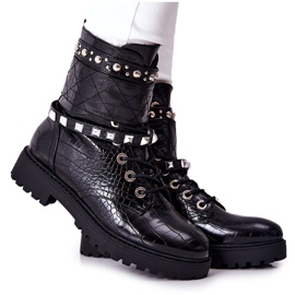 PG1 Black Nephele Warm Boots Trabajadores con tachuelas negro