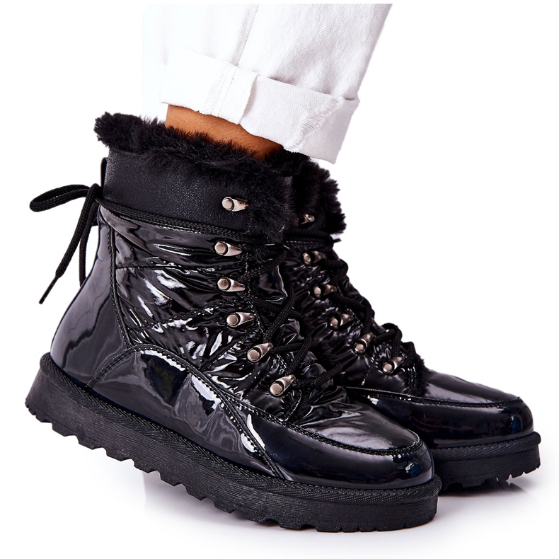 POTOCKI Botas de nieve altas con aislamiento de piel Negro Estornudos POTOCKI Botas de nieve altas con aislamiento de piel Negro Estornudos