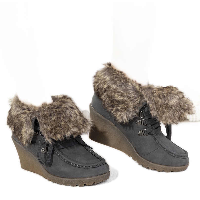 Botas de cuña grises con pelo Callas