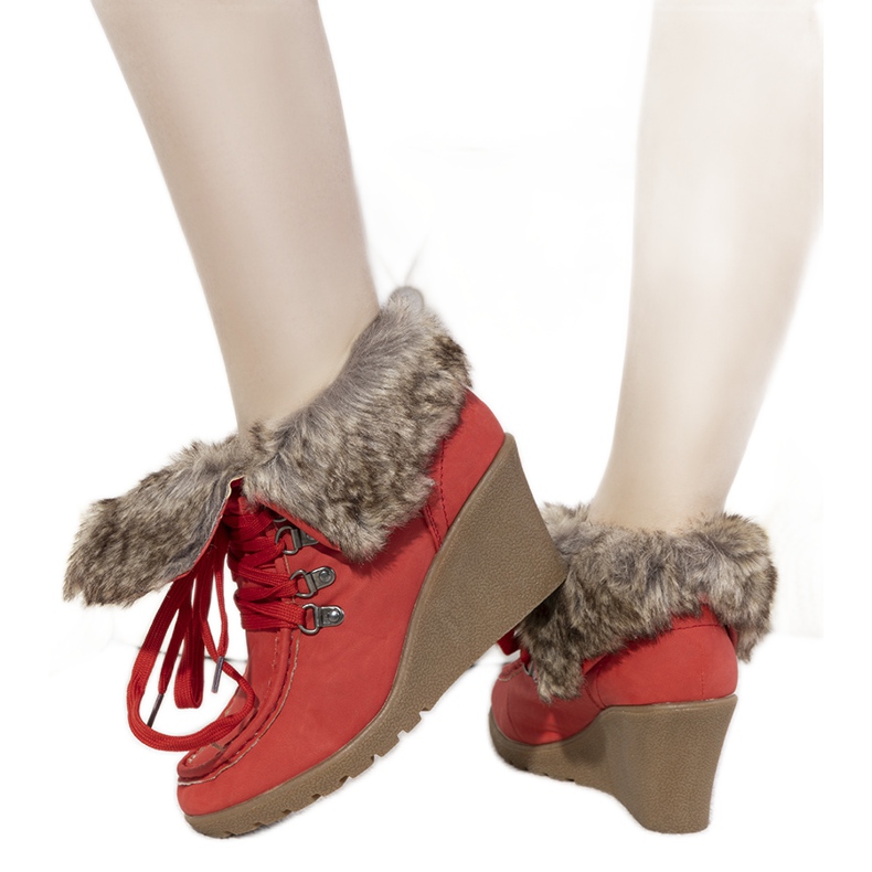 Botas de cuña rojas con pelo Callas rojo