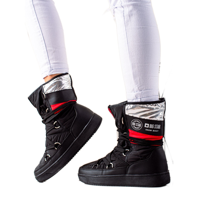 Botas de nieve para mujer Big Star EE274656 negro rojo plata