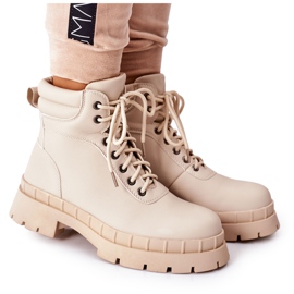 Ideal Shoes Botas Timberki Traperki Beżowe Mustgrow beige