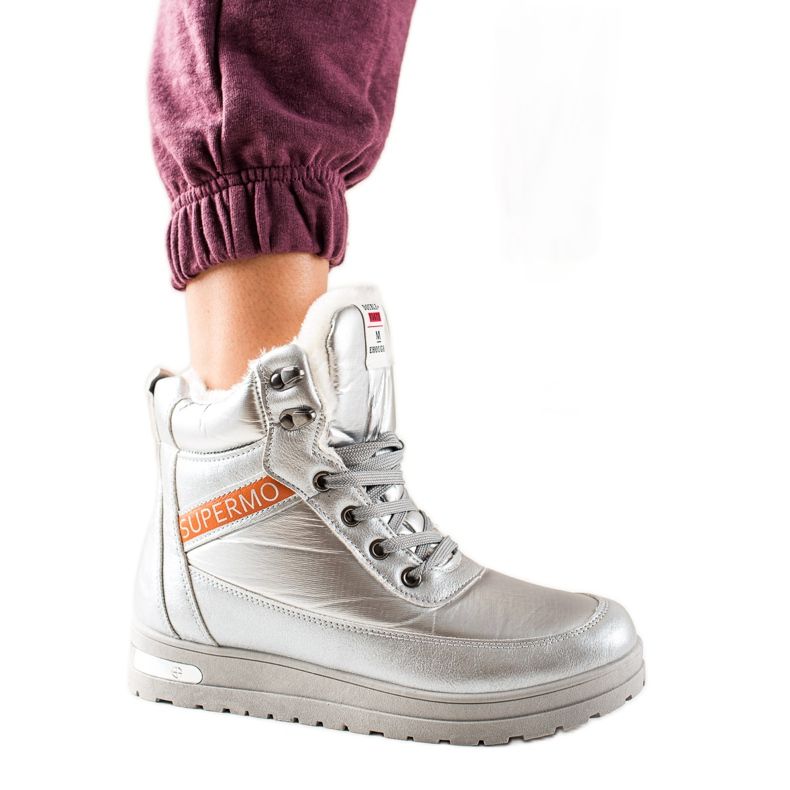 TRENDI Botas de nieve con Glitter Supermo plata