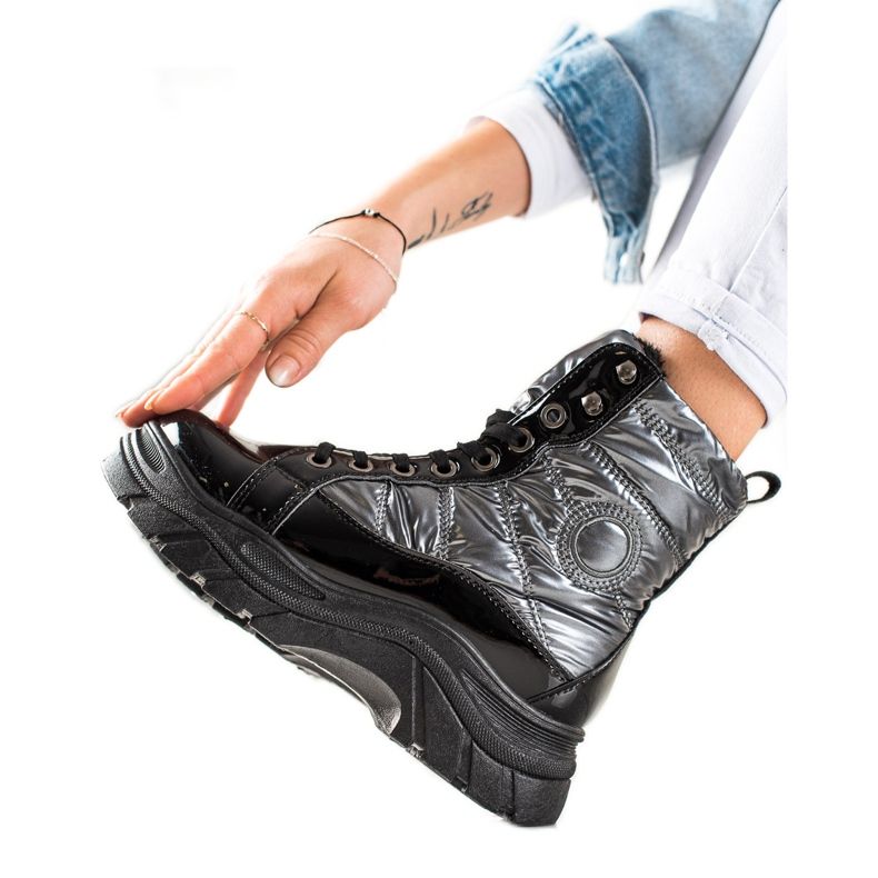 TRENDI Trappers acolchados de moda negro plata TRENDI Trappers acolchados de moda negro plata