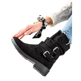 Renda Botas de ante negras con hebilla decorativa negro