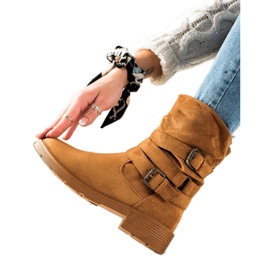 Renda Botas de ante camel con hebilla decorativa marrón