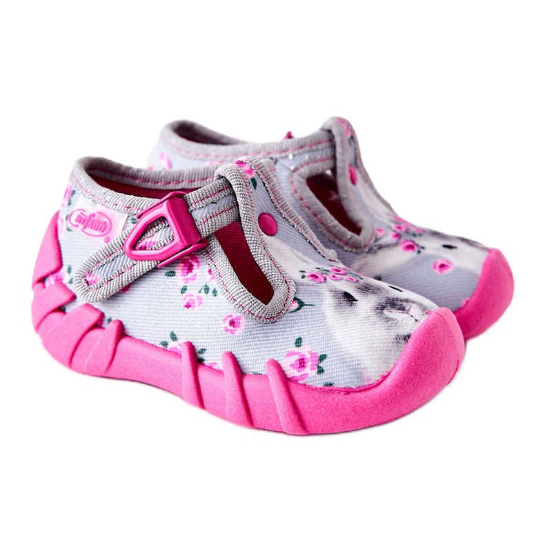 BEFADO S.A. Pantuflas Inblu Bunny 110P425 Gris-Rosa rosado