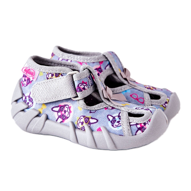 BEFADO S.A. Pantuflas Inblu Con Velcro 190P093 Gris-Azul