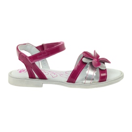 Sandalias Infantiles de Piel con Flor Ren But 4166 rosado gris Sandalias Infantiles de Piel con Flor Ren But 4166 rosado gris