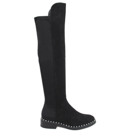 Botas mosqueteras con perlas Verso Black negro