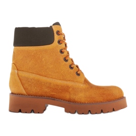 Marco Shoes Botas impermeables de piel amarilla impregnada amarillo