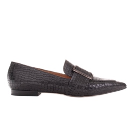 Marco Shoes Bailarinas croco con hebilla grande negro