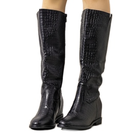 Botas negras con estampado de piel de cocodrilo Daoust negro