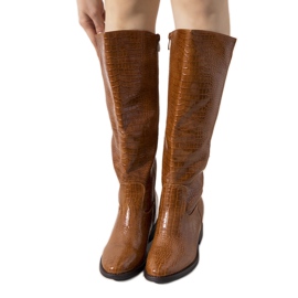 Botas marrones con patrón de piel de cocodrilo Daoust marrón