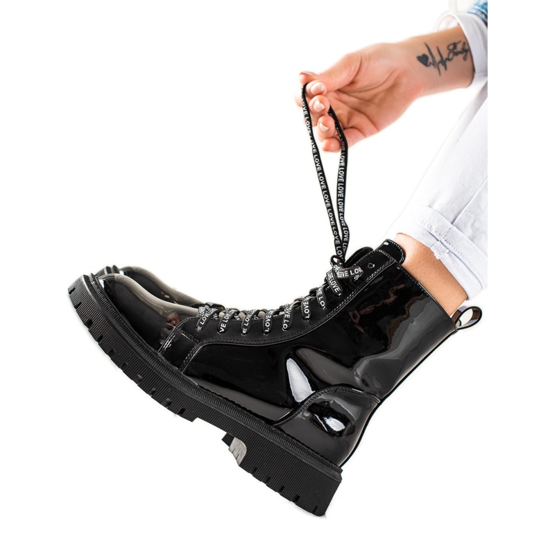 TRENDI Botas negras con cordones negro TRENDI Botas negras con cordones negro