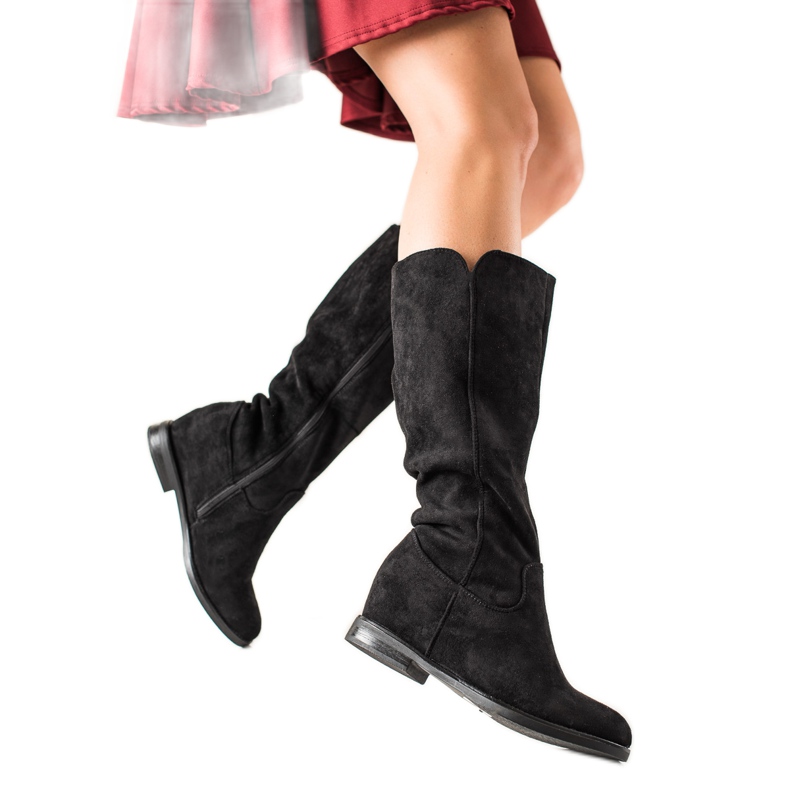 Renda Botas de cuña de ante negras negro Renda Botas de cuña de ante negras negro